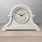 Presentime & Co. Mantel Clock Vintage Farmhouse Series, Napoleon Desk & Shelf Clock, 13 x 10 inch, Domed Lens, Quartz Movement, ABS Plastic Case, Gray Cream Finish (Home/Tabletop Decoration)