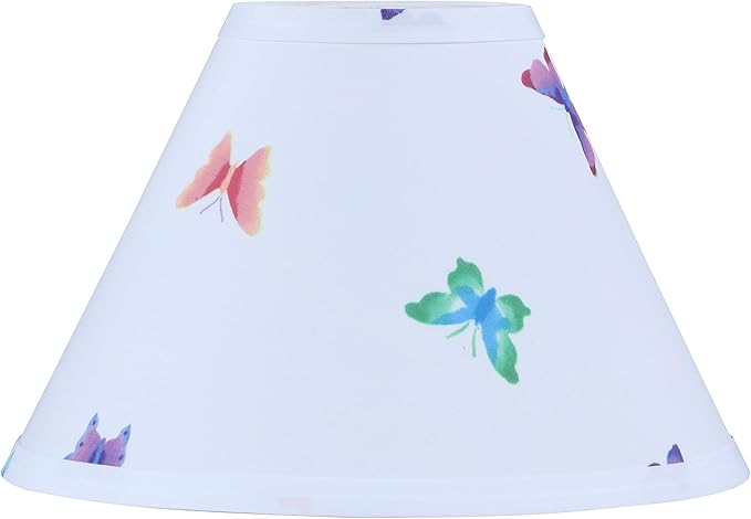 Aspen Creative 56036, Hardback Empire Transitional UNO Lamp Shade, White with Butterfly and Floral Desing, 4" Top x 10" Bottom x 7" Slant, Slip UNO 33mm