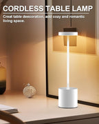 Cordless Table Lamps Rechargeable Set of 2, Portable LED Desk Lamp, 5000mAh Battery Powered Wireless Table Light - 3 Color Dimmable Lighting for Restaurant Dining Patio Outdoor Bedroom(White)