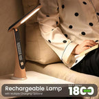 WILIT Rechargeable Lamps Cordless Table Lamp, Foldable Portable Desk Lamp - LED Battery Operated Lights with Stepless Brightness&Time Display for Office Lamp, Book Lights, College Dorm Essentials