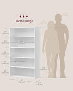 VASAGLE Custos Collection - Bookshelf, 5-Tier Bookcase, Book Shelf, Open Storage Shelf, 9.4 x 30 x 52.8 Inches, for Living Room, Home Office, Dinning Room, Cloud White ULBC175T14