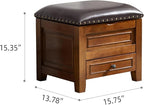 Storage Ottoman with Drawer, Shoe Bench Use Microfiber Leather Cushion Top with Wooden Base for Hallway, Bedroom, Living Room