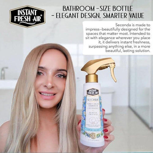 'Seconda' Toilet Spray - Bathroom Air Freshener & Toilet Bowl Odor Eliminator - For Home, Business, School - Bathroom Deodorizer Portable for Travel - Orchid Fragrance - 10.1 fl oz.