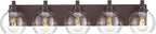 Bathroom Light Fixtures Over Mirror, 5-Light Oil Rubbed Bronze Bathroom Vanity Light with Globe Clear Glass Shade, 32 Inch Modern Sconces Wall Lighting, VL195-ORB-5