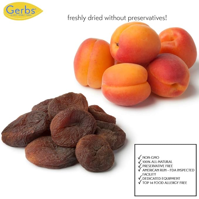 Gerbs Dried Apricots 4 lbs. | Unsulfured, No Artificial Additives, Resealable Bag | Naturally Sweet & Chewy | Top 14 Allergen-Free