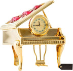 Matashi 24K Gold Plated Vintage Piano Desk Clock for Shelf Desktop Tabletop Clock with a Luxury Gift Box - Gift for Musician New Year Christmas Birthday Valentine Day Anniversary Mother's Day