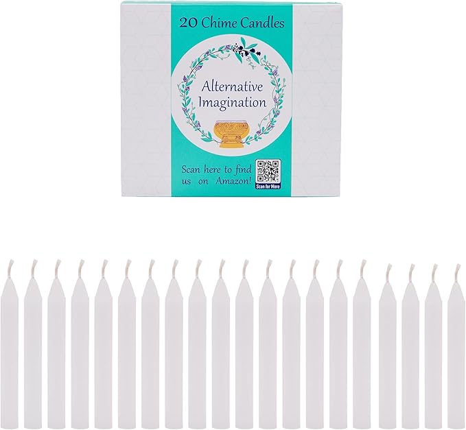 Alternative Imagination White Chime Candles - 20 Pack of Unscented 4 Inch Mini Taper Candles - Dripless Long Burning Ritual Candles for Meditation, Spell Work, Cleansing, Peace & Home Decor
