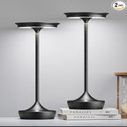 LED Cordless Table Lamps Rechargeable - Outdoor 6000mAh Battery Operated Portable Table Lights 3 Color Stepless Dimming Lamp with Memory Function for Patio Restaurant Dining 2 Pack Black