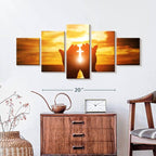Elephant Stock Religion Wall Art Multi Piece Canvas - 5 Panel Christian Pictures Decor - Digital Design Canvas Print - Christian Wall Decor - 36" X 15"
