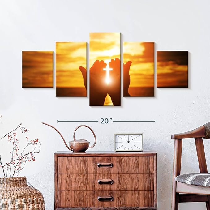 Elephant Stock Religion Wall Art Multi Piece Canvas - 5 Panel Christian Pictures Decor - Digital Design Canvas Print - Christian Wall Decor - 36" X 15"