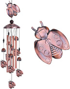 Ladybug Wind Chimes Outdoor Decor - with 4 Tubes 6 Bells 7 Ladybugs 36In Waterproof Mobile Romantic Wind Catcher Ladybug Windchimes for Home, Xmas Mom Gifts, Festival, Balcony, Garden Decoration