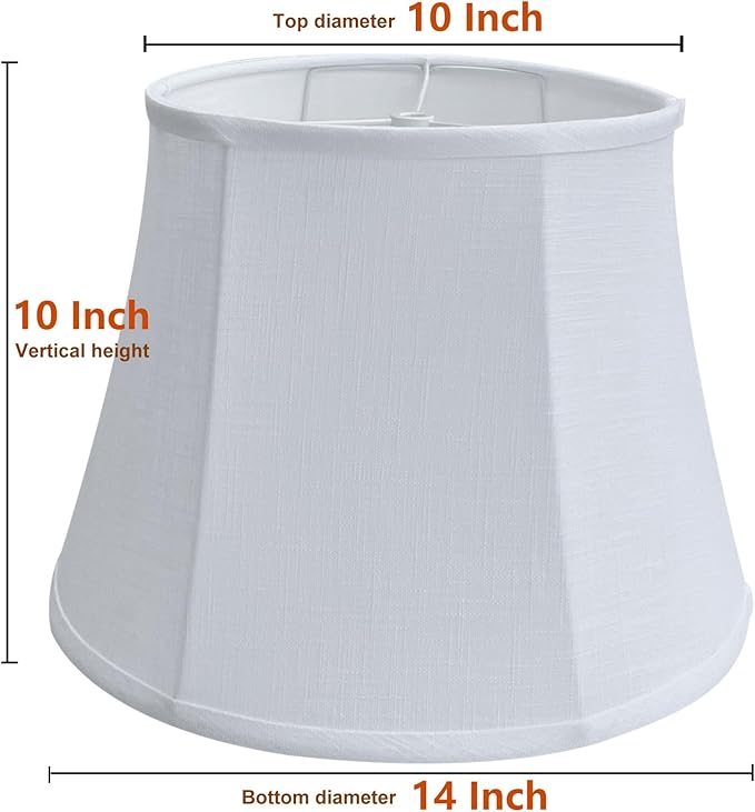 Double Tootoo Star White Lamp Shade Set of 2, Large Drum Lampshade for Floor Light and Table Lamp 10x14x10 inch, DIY Fabric Natural Linen Hand Crafted, Spider (White, 10x14x10 inch)