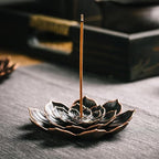 Incense Burner, Incense Holder for Sticks, Brass Lotus Incense Stick Holder and Detachable Ash Catcher