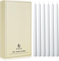 New Burning Formula Unscented Dripless 12-Inch Taper Candles Set of 12 - White, for Wedding, Dinner - Smokeless, Long Burning - Hand Poured, Colored Tall Candlesticks - Blancas