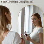 HARRITPURE 64"x21" Arched Full Length Mirror Free Standing Leaning Hanging Mounted Mirror Aluminum Frame Modern Simple Home Decor for Living Room Bedroom Cloakroom, Gold