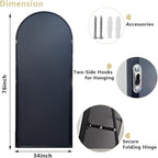Oversized Full-Body Mirror, 76" x 34" Arched Full-Length Mirror, Black Metal Frame, Floor Mirror for Bedroom, Living/Dressing Room, Gym - Stand/Wall Mounted/Leaning