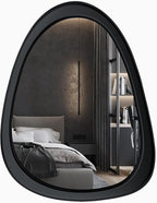 28"x 22" Irregular Wall Mirror, Black Frame Wood Asymmetrical Decorative Wall Mirror for Living Room Bedroom Entryway Bathroom Home Decor