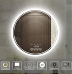 Wall-Mounted Round Bathroom Mirror with LED-Lights - 36 Inch Vanity Mirrors with Dimmable (36" x 36",Frameless)