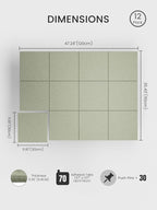 Bumusty Large Cork Board 48" x 36" Alternative - 12 Pack Felt Wall Tiles with 70 Safe Removable Adhesive Tabs, 30 Pushpins, Cork Boards for Walls Pin Board Bulletin Board Office Decor (Sage)