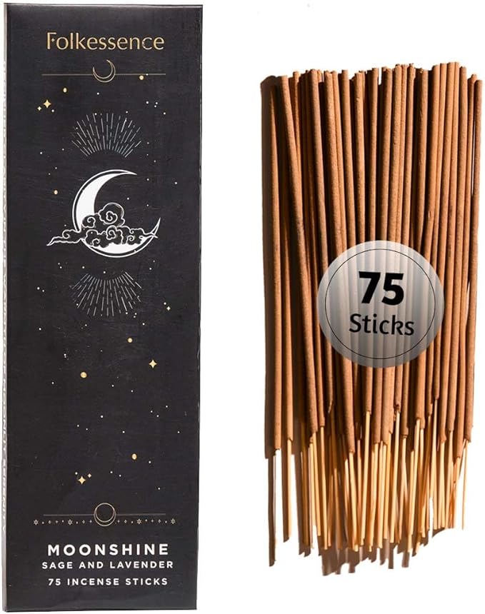 Folkulture Incense Sticks (75 Sticks) |8" Premium Sage & Lavender Incense Sticks for Meditation, Aromatherapy, Cleansing, Focus | No Charcoal,Organic, Non Toxic, 45 Mins, Long Burning Insence-Sticks