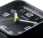 Peakeep 3D Numbers No Tick-Tock Analog Alarm Clock with Classic Beep Sound, Snooze, Manual Light and Battery Powered Small for Travel (Black-3D)