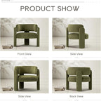 COLAMY Modern Accent Chair, Velvet Accent Chairs, Upholstered Barrel Chairs with Solid Wood Legs, Comfy Side Chair for Living Room, Bedroom, Reading, Cozy Reading Chair,Green