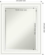 Amanti Art White Wall Mirror 29x23 Craftsman White Rectangle Bathroom Mirror for Wall Decor Living Room, Medium Casual Wood Frame, Hangs Horizonally and Vertically, Bathroom Decor, Beveled Edge