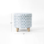 HomePop Upholstered Round Storage Ottoman|Homepop Home Décor|Upholstered Round Foot Rest Ottoman - Small Green Medallion Ikat Print