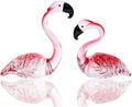 Hand Blown Glass Couple Flamingo Figurine Love Statue Pink Flamingo Decoration Ornament Handcraft Animal Collectible Home Decor Valentine's Day Gift for Her