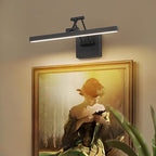 Hard-Wired Picture Light Dimmable LED Picture Lights for Paintings 15.7" Inch Black Metal Body Wall Pictures with Adjustable Swing Arm Art Display Lamps 7W 3000K Warm White Book Light