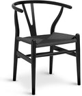 Poly & Bark Weave Dining Chairs – Mid-Century Modern Wishbone Dining Chairs with Arms, Solid Wood Frame, Indoor Use – Pitch Black – Single - Ideal for Dining Room, Kitchen or Stylish Accent Setting