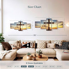 Elephant Stock Holy Cross Wall Art Multi Piece Canvas - 5 Panel Christian Pictures Decor - Digital Design Canvas Print - Christian Wall Decor - 42" X 19"