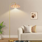 Gold Floor Lamp Dimmable Standing Lamp with Remote,Brass Tall Lamp Mid Century Modern Retro Glass Vintage Green Lamp Floor Light Boho Bohemian for Living Room,Bedroom
