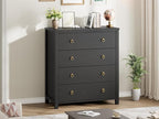 IDEALHOUSE Dresser for Bedroom, Chest of Dressers 37" Tall Dresser for Closet with 4 Drawers Chest with Clothes Storage Cabinet, Drawer Organizer for Bedroom, Living Room, Closet, Hallway, Black