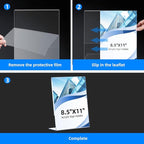 12 Pack Acrylic Sign Holder 8.5 x 11, Clear Plastic Display Stands for Tabletop, L-Shape Acrylic Stands for Flyers, Documents, Office, Restaurants, Vertical Sign Holder 8.5x11 for Desktop