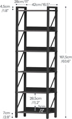 HOOBRO Bookshelf, 6-Tier Industrial Bookcase, Book Shelf Storage Organizer, Tall Bookshelf with Metal Frame for Living Room, Bedroom, Home Office, Kitchen, Black BB72SJ01