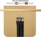 ZEDODIER Belt Hanger, 4 Pack Rotatable Belt Rack Closet Accessories Organizer, Maximum 24 Storage Capacity, Hanging Holder Storage Hook for Belt, Bra, Tank Top, Tie, Scarf, Purse, Silver