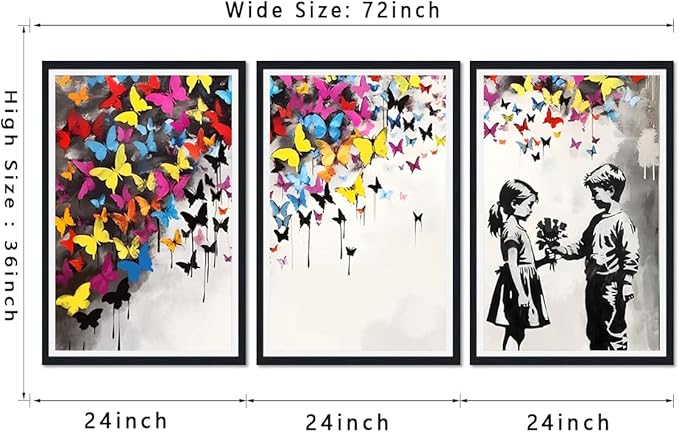 Novatique Abstract Painting Pop Art Wall Decor Banksy Canvas Wall Art Graffiti Street Print Pictures for Bedroom Living Room,24" x 36" x 3pcs