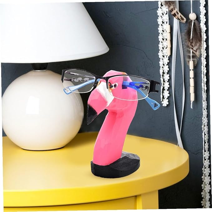 SUPVOX 2pcs Flamingo Wooden Eyeglasses Stand Animal Glasses Holder Spectacle Display Rack for Home Office Desk Decor