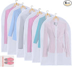 12 Pack Shirt Garment Bags (24x36") - Dustproof Short Suit Covers - Durable PEVA Closet Bags with Sturdy Zipper for Blouses, Jackets, Sweaters & T-Shirts (Translucent)