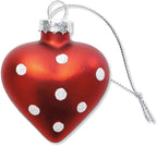 Lillian Vernon Dot Heart Valentines Ornaments - 12-Piece Set, Blown Glass, Handcrafted Hanging Tree Decorations, Valentine’s Day Holiday & Party Decor, 2.5 in