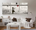 Novatique Graffiti Canvas Wall Art Street Banksy Wall Art Classic Graffiti Poster Print Little Girl with Love Balloon Wall Decor for Teenagers Bedroom Living Room, 24"x 36"x 3Pcs