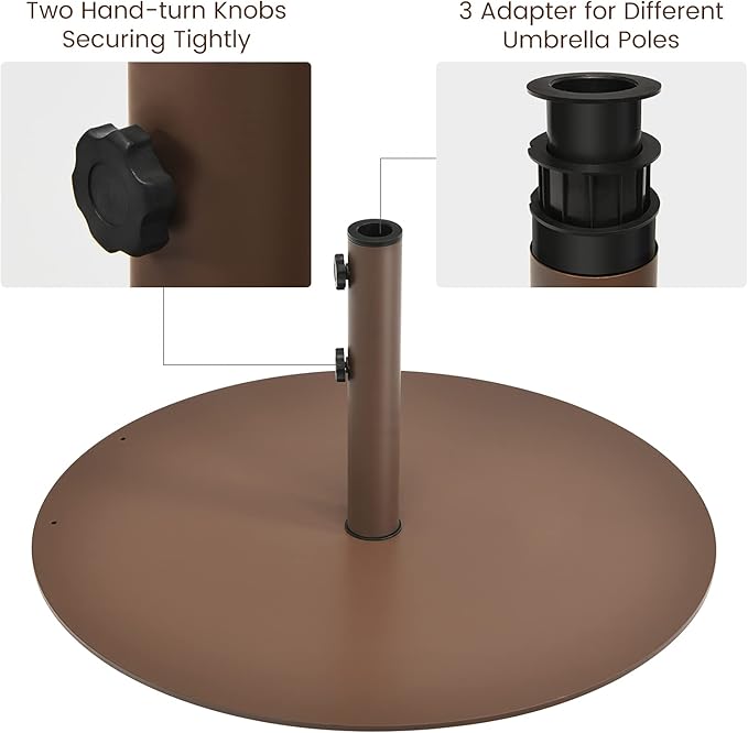 Giantex Patio Umbrella Base, 59 LBS Heavy-Duty Round Umbrella Stand, 29.5 Inch Outdoor Steel Umbrella Holder for Poolside, Backyard, Lawn, Brown