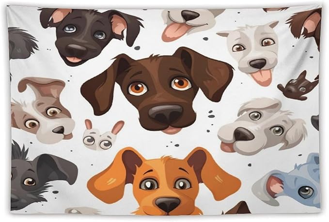 VUMIVI Cartoon Dog Head Tapestry Adorable Pets Humorous Style Abstract Art Illustration Tapestry Wall Hanging for Living Room Bedroom Dorm Classroom Aesthetic Decor W60xL40in