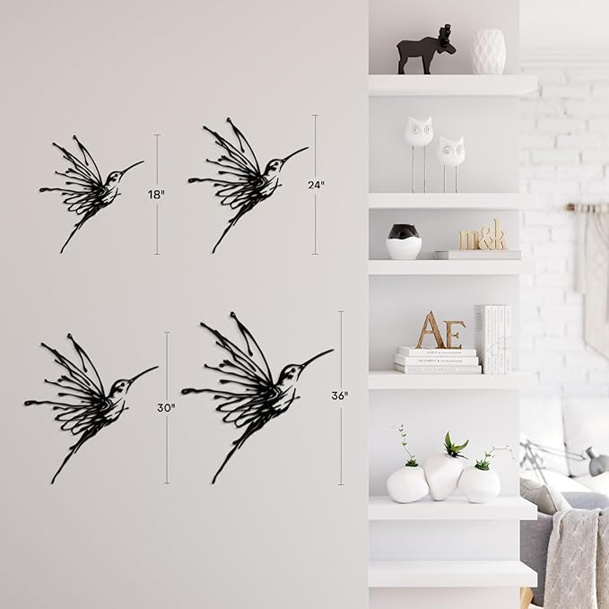 SIGNLEADER Metal Wall Art Decor Flying Bird Minimalist Modern Abstract Wall Sculpture Hangings Home Decoration for Living Room, Bedroom, Bathroom, Kitchen, Outdoor - 18" Black