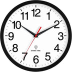 Atomic Wall Clock, Modern 12 Inch Battery Operated Wall Clocks, Analog Clock for Living Room, Office, Home, Bedroom, Kitchen, Bathroom(Black)