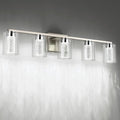 SineRise 5-Light Brushed Nickel Vanity Light with 3 Color Modes (3000K/4000K/6000K), Eye Protection LED Bathroom Light Fixture, Dimmable Modern Wall Light Over Mirror with Clear Glass Shade