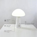 Rechargeable Touch Mushroom Table Lamp – Cordless RGB Lamp for Bedroom, Nightstand, Side Table – 3 Color Temperatures + RGB + Dimming + Type-C Charging
