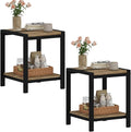 BON AUGURE End Table Set of 2, Small Side Table for Living Room, Night Stand, Bedside Tables with 2-Tier Storage Shelves for Bedroom, Small Spaces (Vintage Oak)