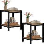 BON AUGURE End Table Set of 2, Small Side Table for Living Room, Night Stand, Bedside Tables with 2-Tier Storage Shelves for Bedroom, Small Spaces (Vintage Oak)